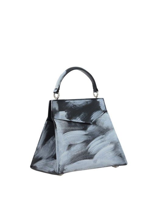 Maison Margiela Blue Small Snatched Handpainted Handbag