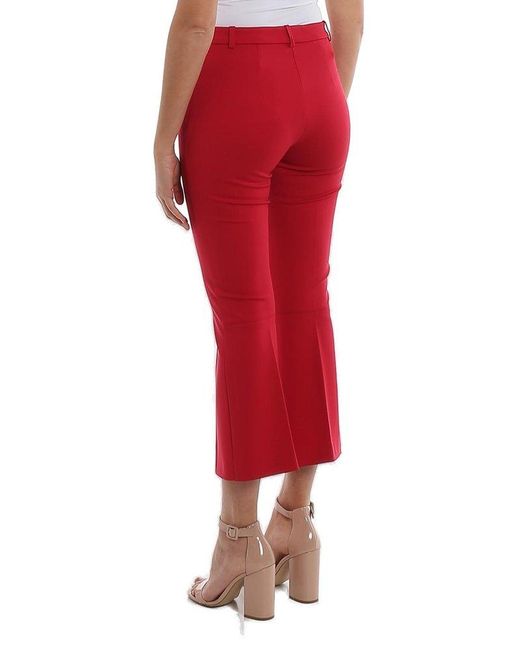 Pinko Red Pleated Cropped Trousers