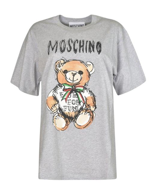 Moschino Gray Bear Oversized T-shirt