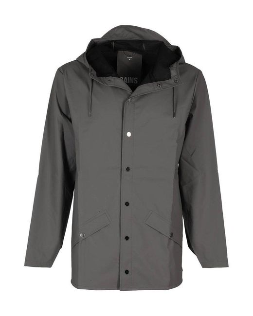 Rains Black Drawstring Hooded Jacket