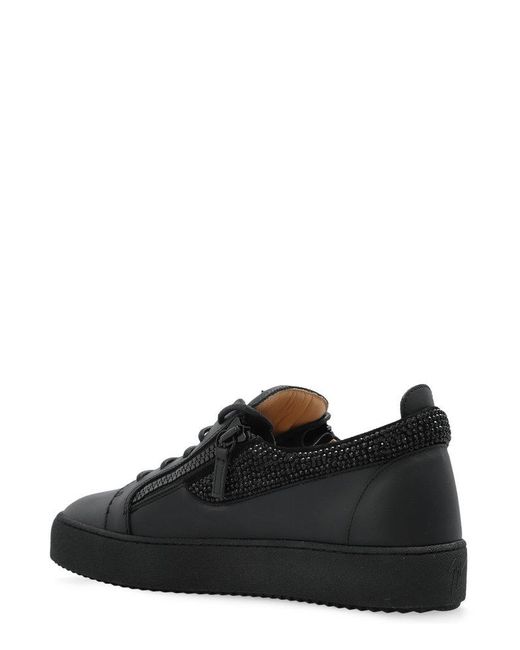 Giuseppe Zanotti Black Frankie Embellished Low-Top Sneakers for men