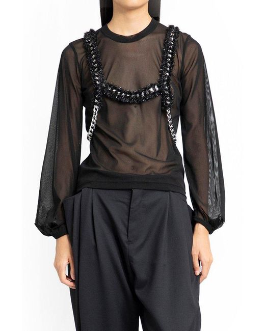 Noir Kei Ninomiya Black Curb-chain Shirred Effect Harness Top