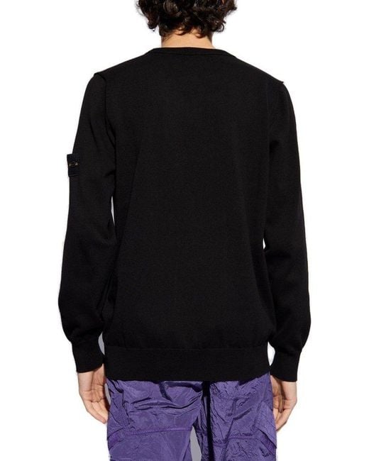 Stone Island Black Sweater With Logo, for men