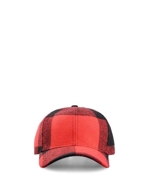 Woolrich Red Checked Baseball Cap for men