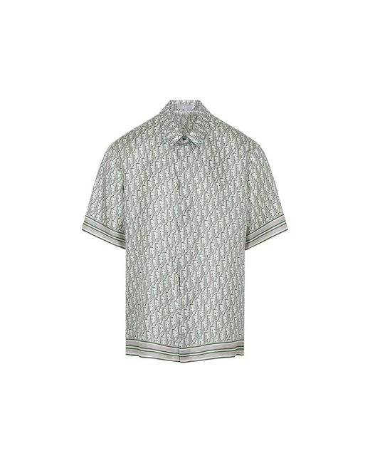 Dior Gray Oblique Pixel Short-sleeve Shirt for men