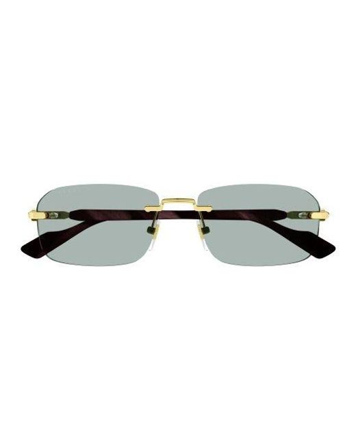 Gucci Green Rectangular Frame Sunglasses