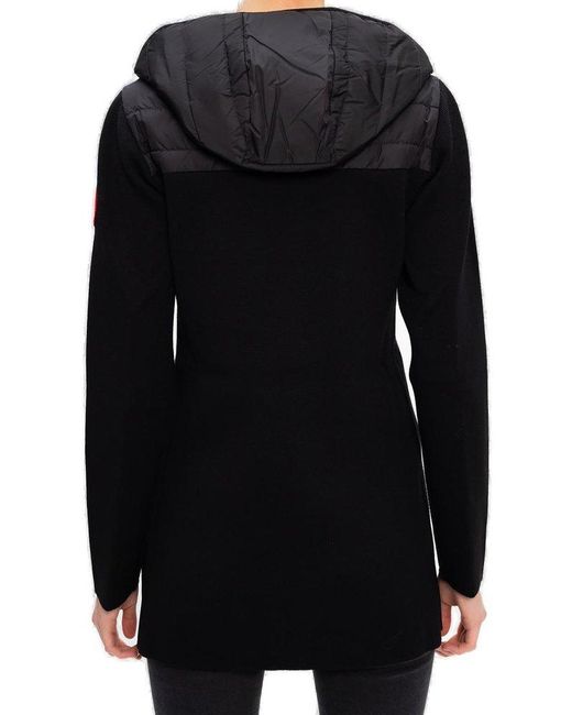 Canada Goose Padded-panelled Zipped Hooded Coat in Black | Lyst