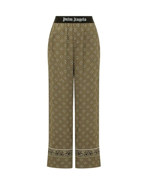 Palm Angels Green Pants With Paisley Pattern