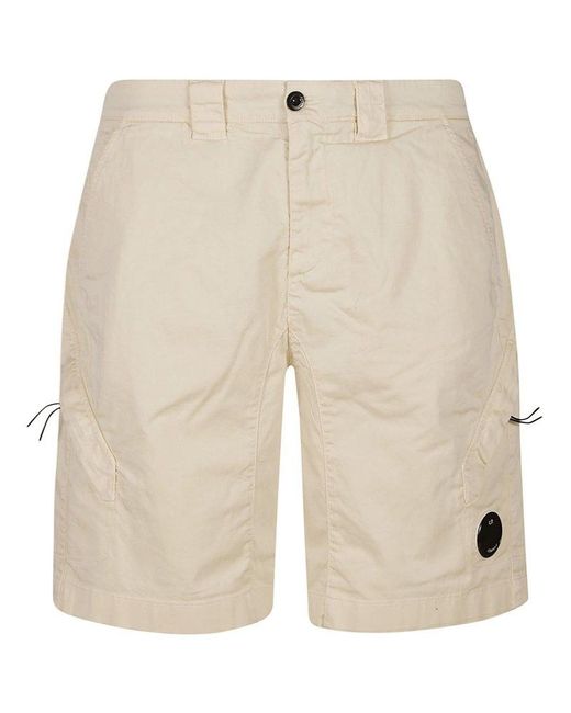 C P Company Natural Satin Stretch Cargo Shorts for men