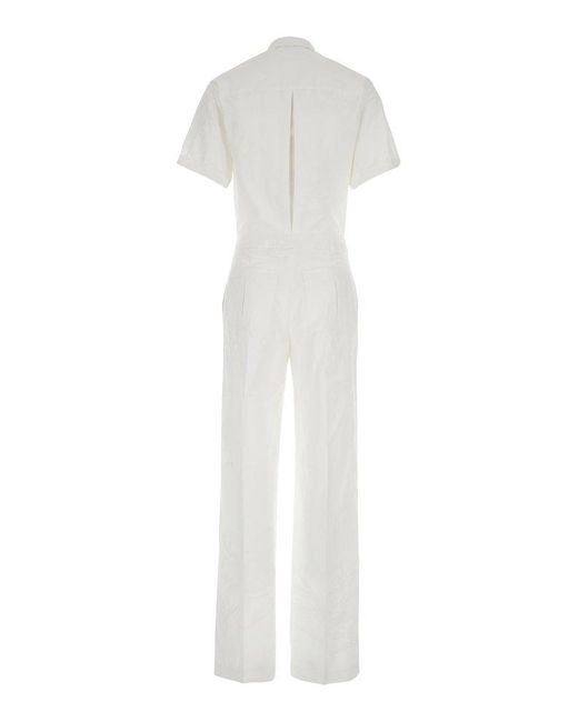 PT Torino White Jumpsuit With Chest Pockets