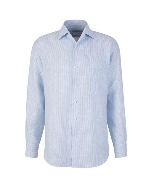 Loro Piana Blue André Linen Shirt for men