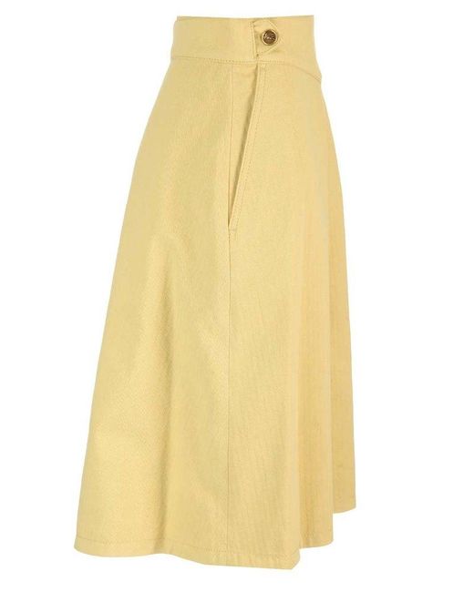 Etro Yellow Cotton Midi Skirt