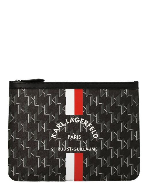 Karl Lagerfeld Monogram Clutch in Black | Lyst