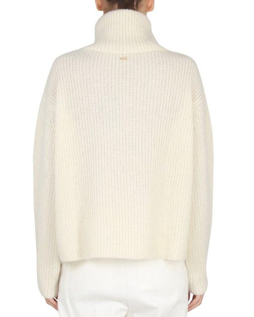 Boss White Roll Neck Knitted Jumper