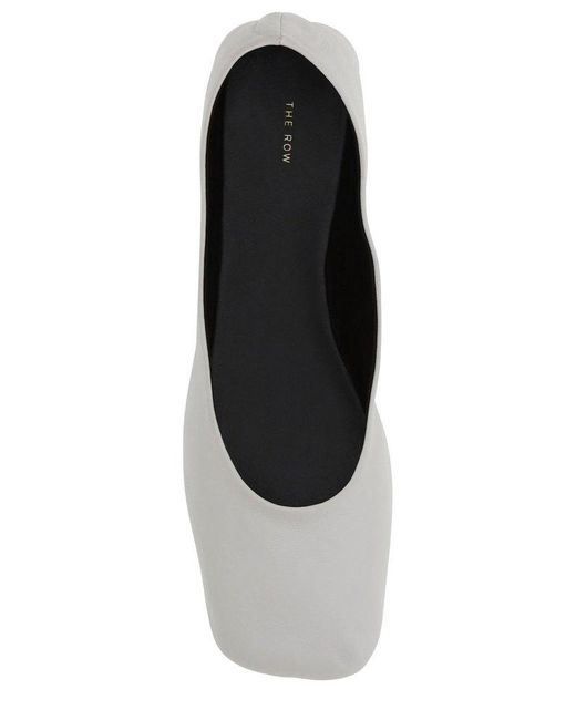 The Row White Square Toe Slip-On Ballet Flats