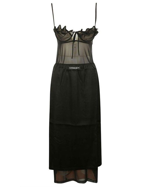 Y. Project Black Wire Brasier Slip Dress