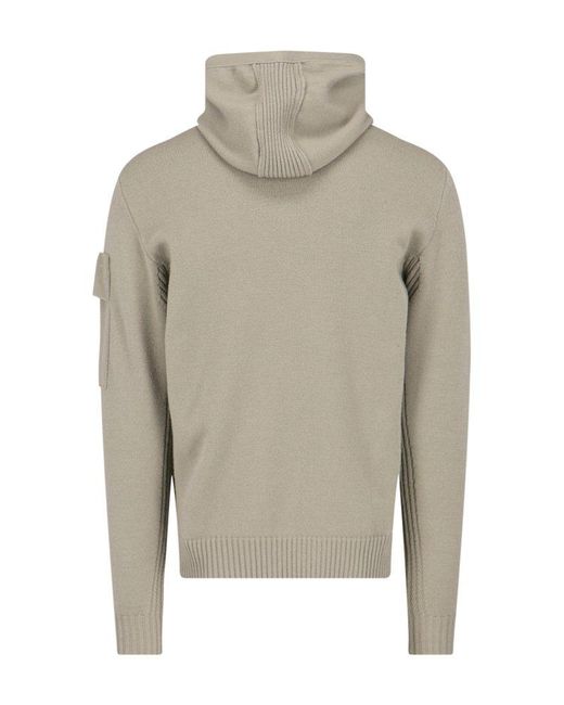 C P Company Gray High Neck Hooded Jumper for men