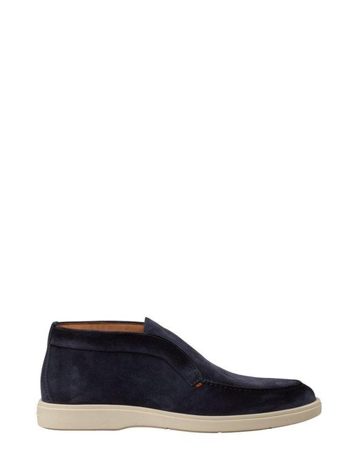 Santoni Blue Desert Round Toe Slip-On Boots for men