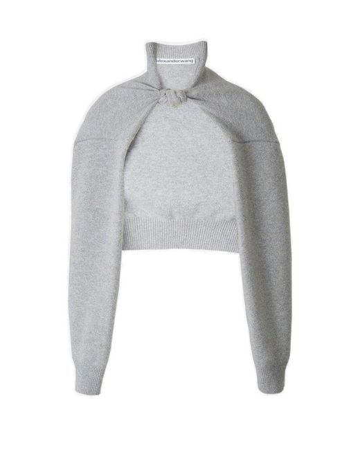Alexander Wang Front Knot Shrug in Gray | Lyst