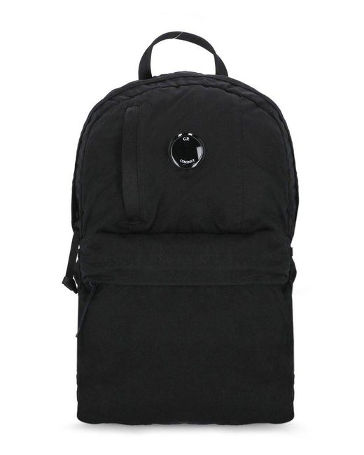 C P Company Black Lens-detailed Zipped Backpack for men