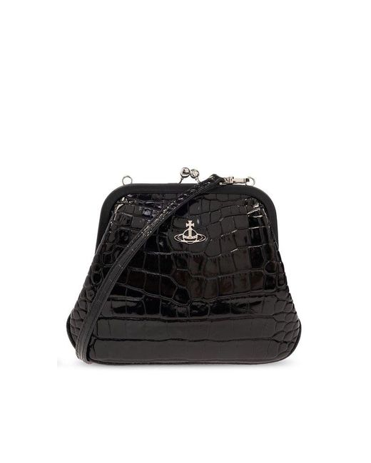 Vivienne Westwood Black Embossed Vivienne's Clutch Bag