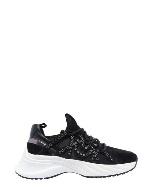 Pinko Black Stud Detailed Lace-Up Sneakers