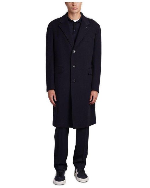 Tagliatore Blue Buttoned Straight Hem Coat for men