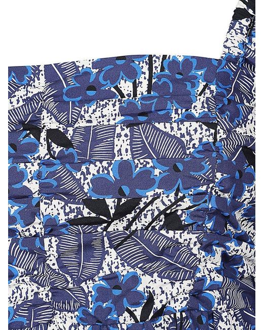 Weekend by Maxmara Blue All-over Floral Printed Balloon-sleeved Top