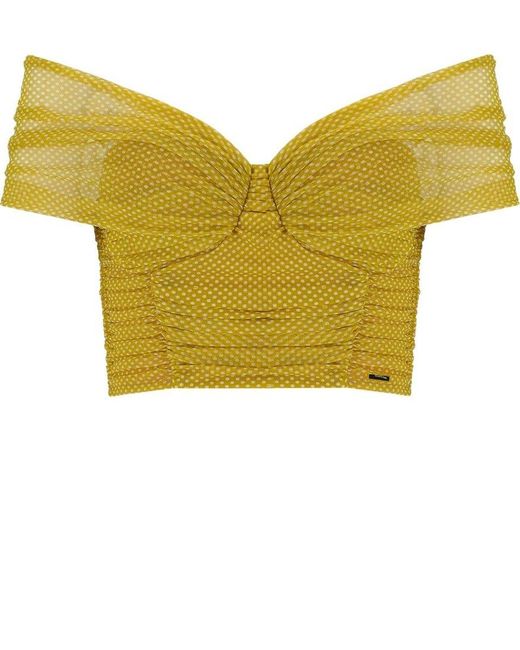 Elisabetta Franchi Yellow Curry Butter Crop Top