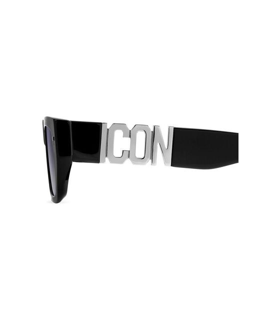 DSquared² Black Icon Rectangle Frame Sunglasses for men