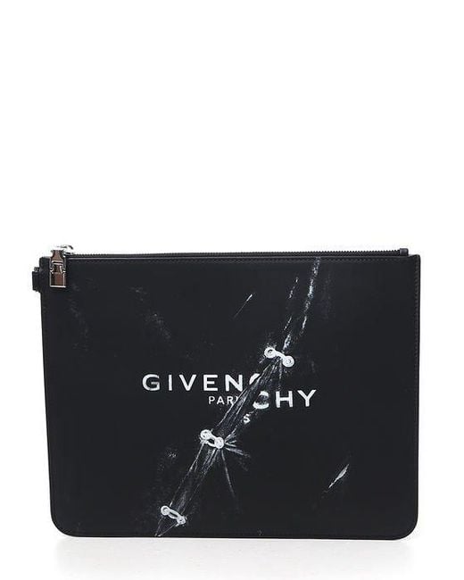 Givenchy Black Trompe L'oeil Large Pouch Bag for men