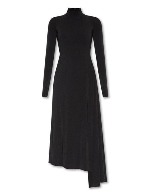 Balenciaga High-neck Asymmetric Dress in Black | Lyst