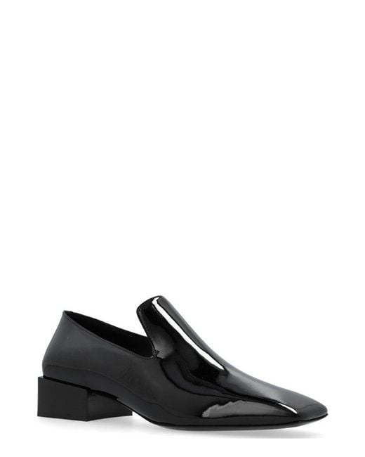 Ferragamo Black Square-Toe Slip-On Loafers