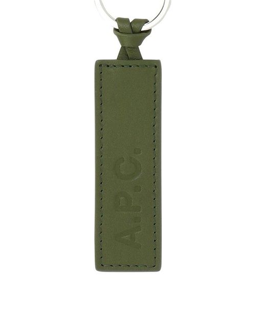 A.P.C. Green Logo Embossed Key Chain for men