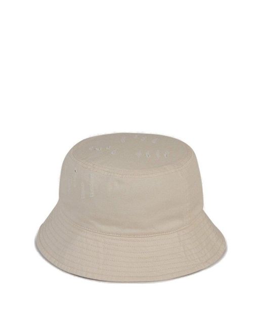 Palm Angels White Logo Printed Distressed Bucket Hat for men
