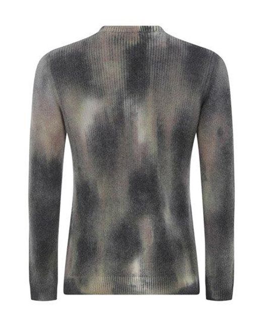 Roberto Collina Gray Ribbed Knit Sweater for men