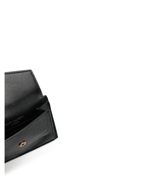 Saint Laurent Black Logo Plaque Fold-over Wallet