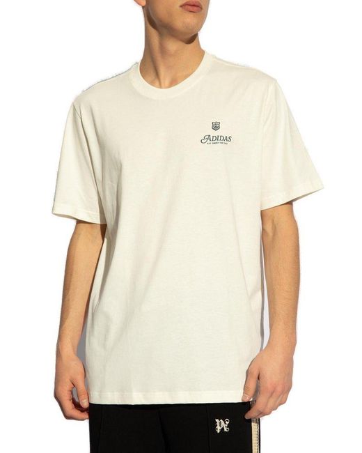 Adidas Originals Natural Logo-embroidered Crewneck T-shirt for men