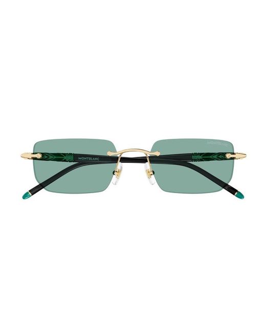 Montblanc Green Rectangular Frame Sunglasses