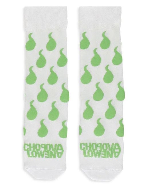 Chopova Lowena Green Logo Intarsia Socks