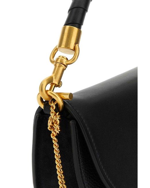 Chloé Black Marcie Chain Flap Hobo Bag