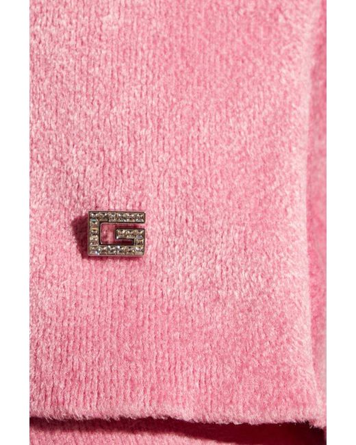 Gucci Pink Crystal G Ribbed-knit Top