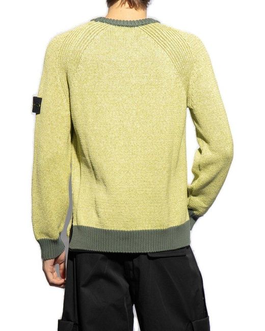 Stone Island Yellow Sweater With Logo, for men