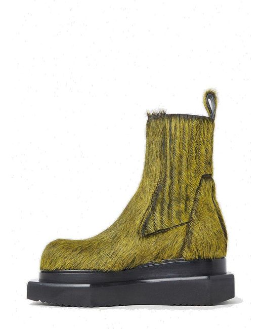 Rick Owens Green Fur Anke Boots