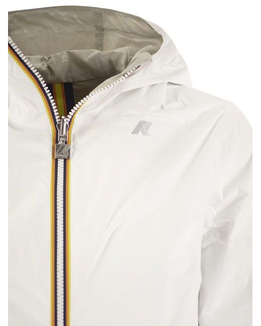 K-Way White Logo Printed Reversible Hooded Jacket