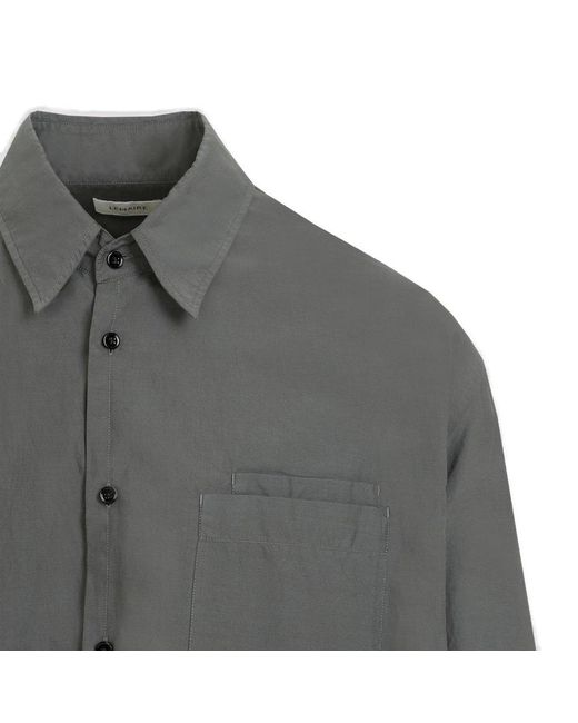 Lemaire Gray Long-sleeved Buttoned Shirt for men