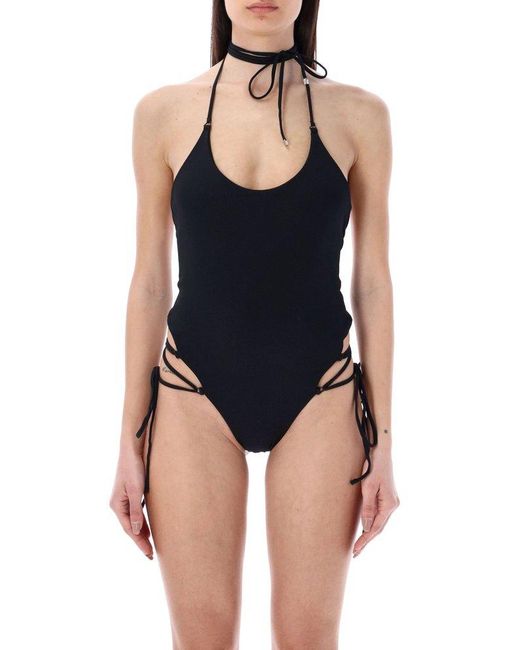 The Attico Blue Tied Detailed One-piece Swimsuit