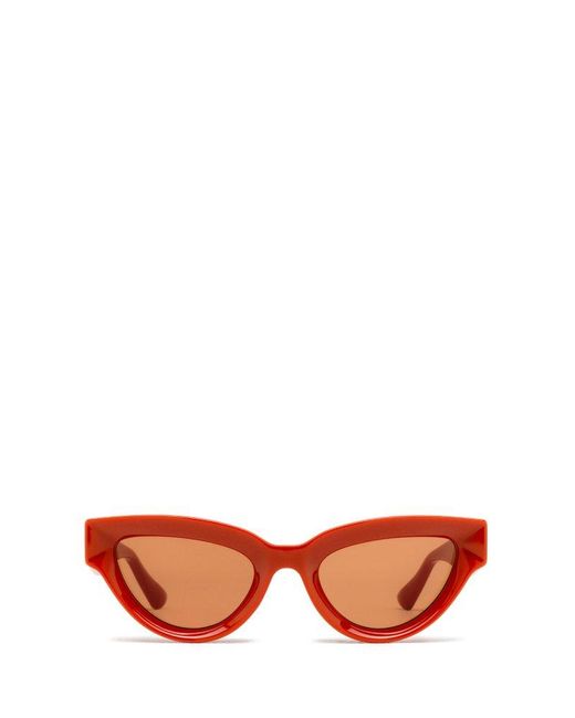 Bottega Veneta Orange Sharp Cat Eye Sunglasses