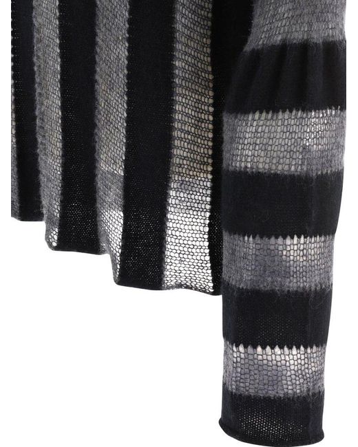Brain Dead Black Fuzzy Threadbare Striped Jumper for men