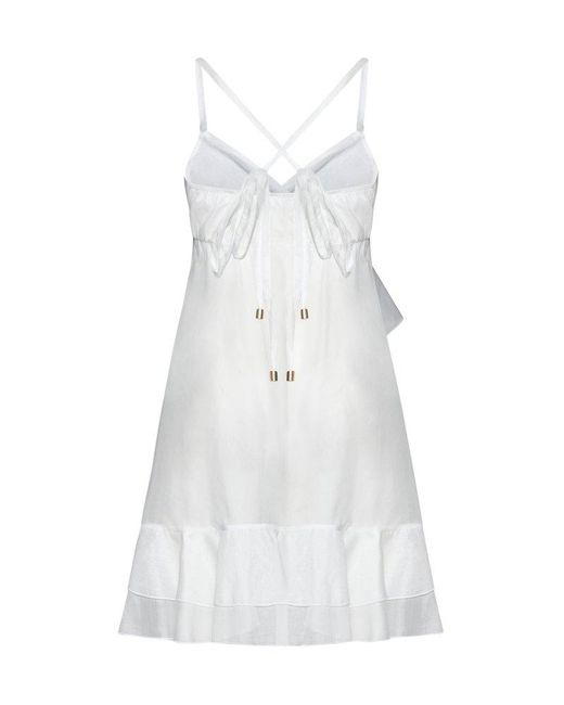 Kaos White Layered Ruffle Sleeveless Top
